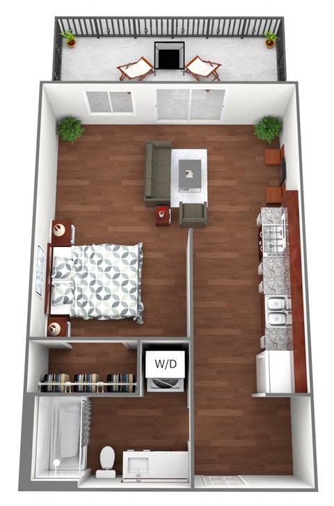 Floor plan for studio, 1 bath, 473 sqft